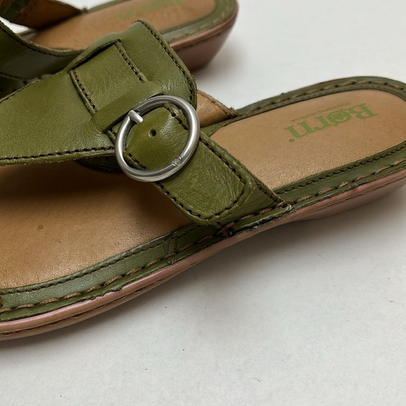 Born Women’s Sz 8 Green Sandals Leather Upper - Picture 7 of 8